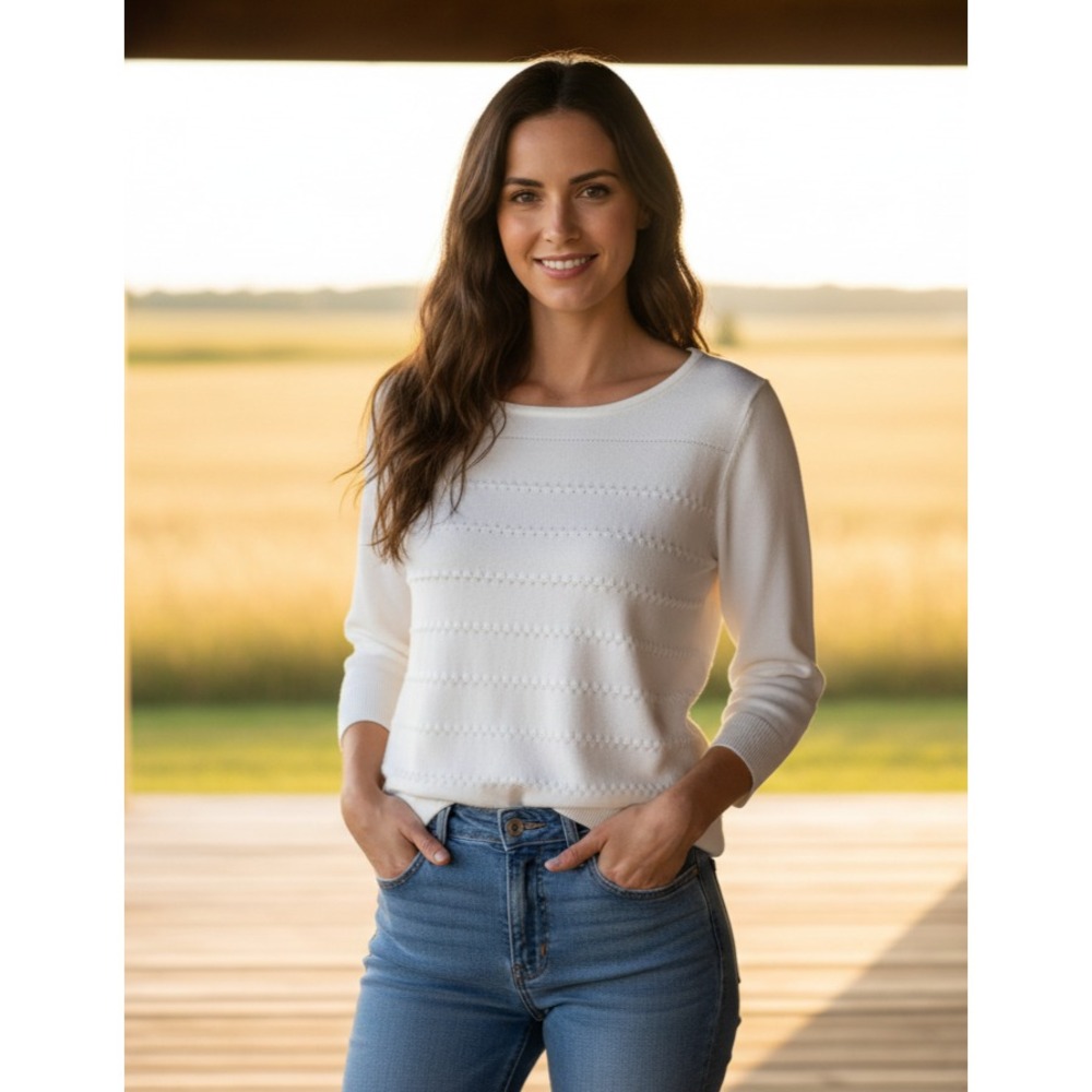 Croft Barrow M Sweater White Cream Cottage Coquette Scandi Minimalist Casual‎